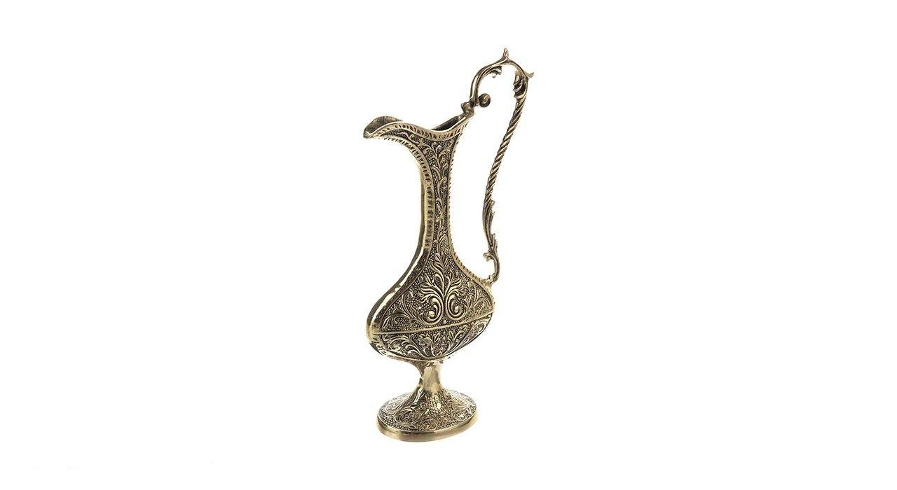 Decorative Brass Pitcher Handcrafted Indian Engraved Footed