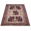 Vintage Persian Sirjan Barad Rug (Tribal Geometric Medallion Pattern) - Cream Wool