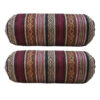 Set of 2 Traditional Persian Cylindrical Bolster Pillow with Elegant Jajim Fabric Red