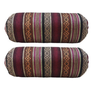 Set of 2 Traditional Persian Cylindrical Bolster Pillow with Elegant Jajim Fabric Red