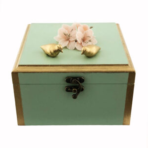 Wooden Box for Gift Giving with Artistic Pattern Flowers & Birds