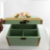 Wooden Box for Gift Giving with Artistic Pattern Flowers & Birds