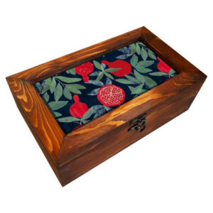 Pomegranate Motif Persian Wooden Tea Chest – Organized Storage Box