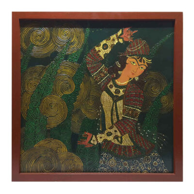 Original Persian Qajar Art Painting: Watercolor and Gouache on Wood - Girl