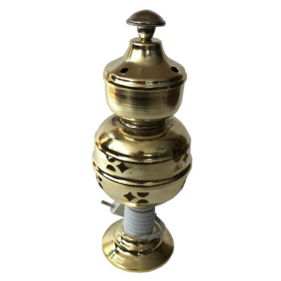 Portable Electric Bakhoor Burner and Incense Heater Metal Golden Finish