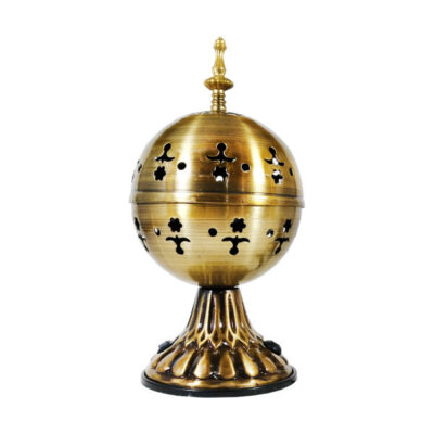 Portable Electric Bakhoor Burner and Incense Diffuser Metal Cupreous Style