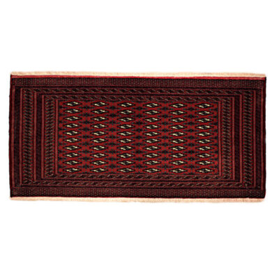 Hand-Knotted Persian Khorasan Inour Rug (Tribal Bukhara Design Pattern) - Red Wool