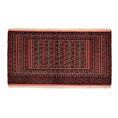 Hand-Knotted Persian Khorasan Inour Rug (Tribal Bukhara Design Pattern) - Red Wool