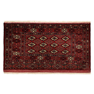 Hand-Knotted Persian Khorasan Sarasar Rug (Tribal Bukhara Design Pattern) – Red Wool