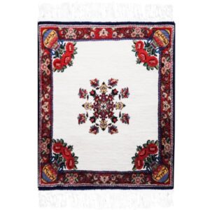 Hand-Knotted Persian Bakhtiyari Goldani Rug (Traditional Flower Vase Design) – White Wool