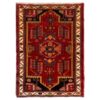 Hand-Knotted Persian Hamadan Ghermez Rug (Tribal Geometric Medallion) - Red Wool