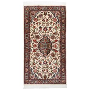 Hand-Knotted Persian Sarouk Lachak Rug (Classical Floral Medallion Design) – Cream Wool
