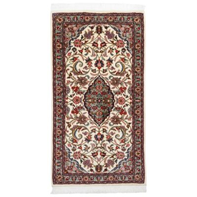 Hand-Knotted Persian Sarouk Lachak Rug (Classical Floral Medallion Design) - Cream Wool