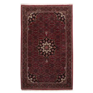 Hand-Knotted Persian Kurdistan Sahand Rug (Tribal Floral Medallion) – Red Silk & Wool