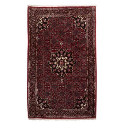 Hand-Knotted Persian Kurdistan Sahand Rug (Tribal Floral Medallion) - Red Silk & Wool