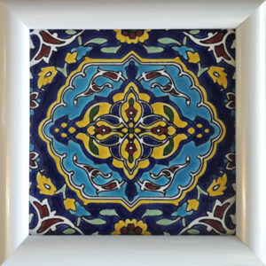 Decorative Persian Framed Ceramic Tile – Navy Blue