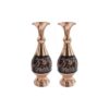 Set of Handcrafted Persian Engraved Copper Vases and Bowl, Featuring the G35 Model with a Classic Floral Motif