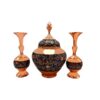 Set of Handcrafted Persian Engraved Copper Vases and Bowl, Featuring a Traditional Floral Design for a Complete Display