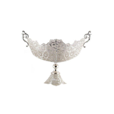 Iranian Malileh-Kari Silver Fruit Bowl Model Moon