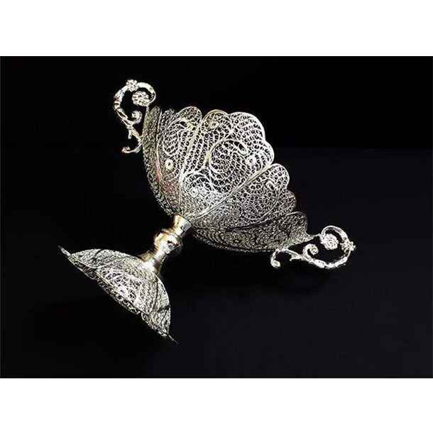 Iranian Filigree Silver Fruit Bowl Model Sun01
