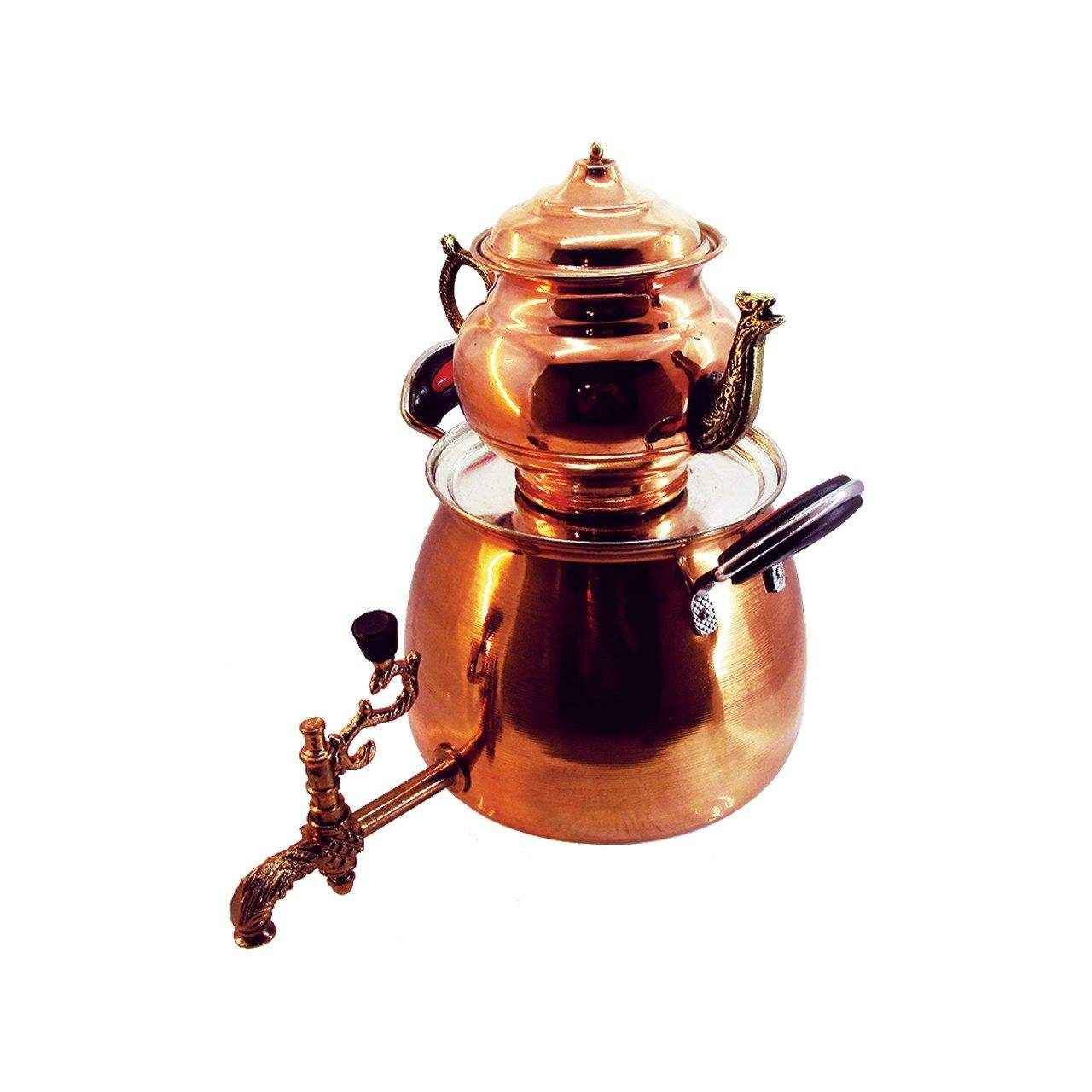 Persian Copper Stovetop Samovar Tea Maker with Teapot 3-Liter