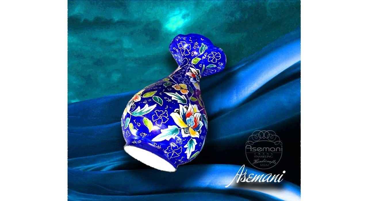 Decorative Copper Vase Hand-Painted with Persian Minakari Enamel, Featuring the Blue Sky Model for a Fresh Floral Display of Single Stems