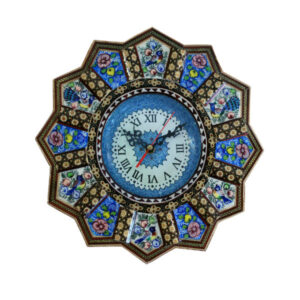 Handcrafted Persian Wooden Wall Clock – Khatam Marquetry Art, Darya