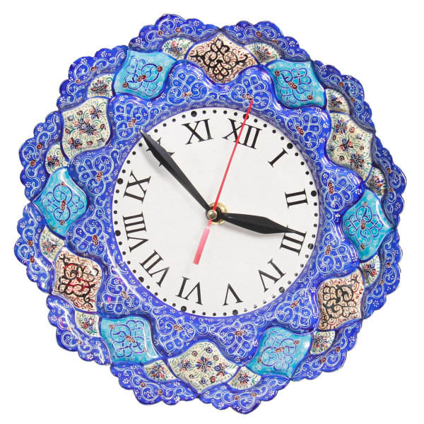 Handcrafted Persian Copper Wall Clock – Minakari Enameled
