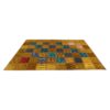 vintage Persian Hand-Knotted Patchwork Carpet Golden