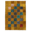 vintage Persian Hand-Knotted Patchwork Carpet Golden