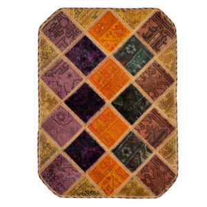 vintage Persian Hand-Knotted Patchwork Carpet Orange