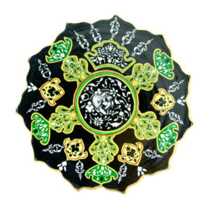 Decorative Pottery Wall Plate Hand-Painted Black & Green