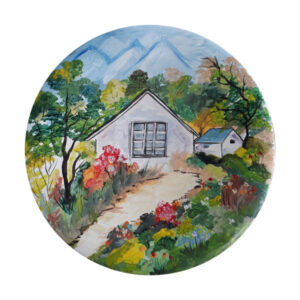 Decorative Pottery Wall Plate Hand-Painted Cottage