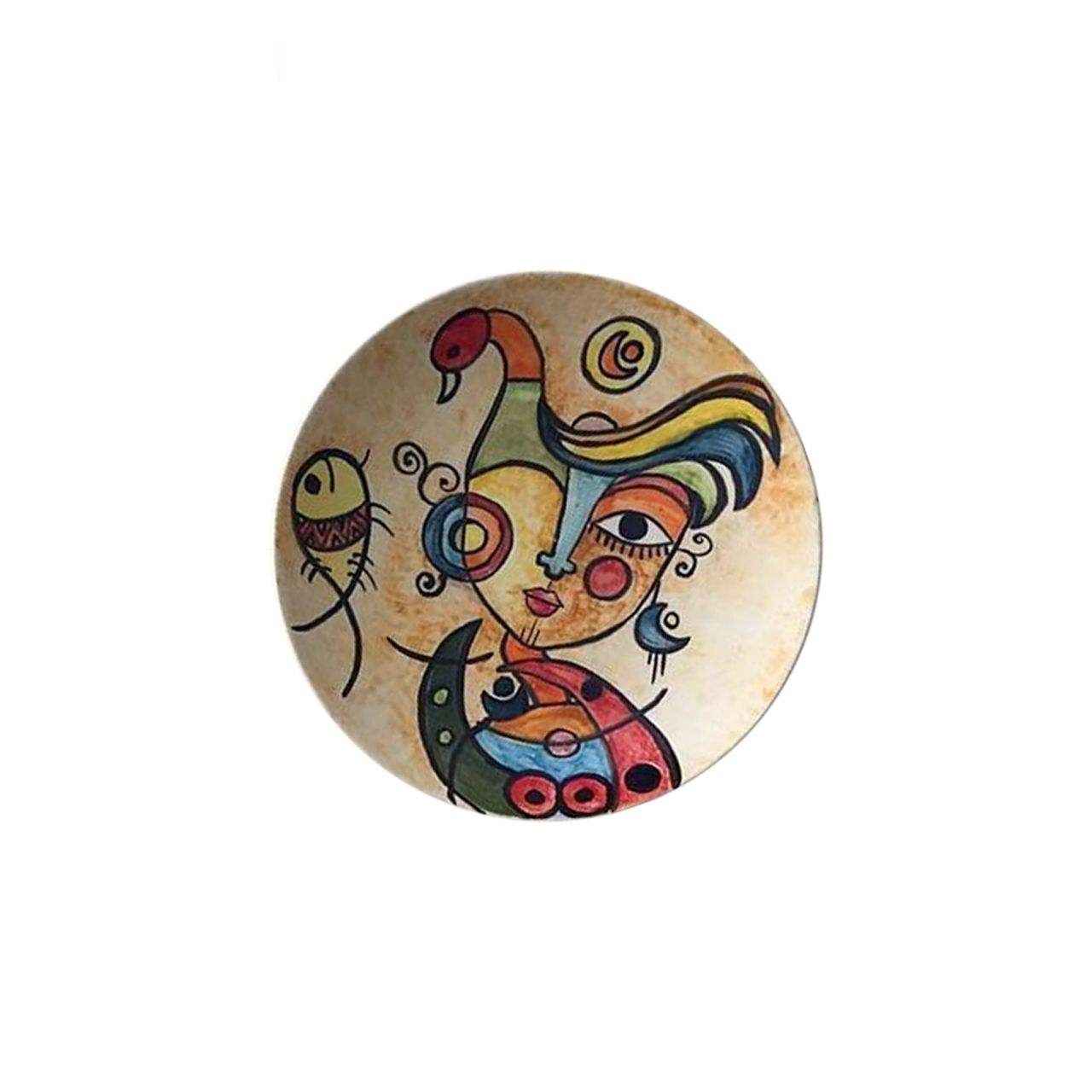 Hand-Painted Decorative Pottery Wall Plate Minimal Painting (4X)