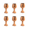 Set of 6 Handcrafted Persian Copper Wine Glass Stemware - Hammered Model Blossom