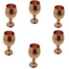 Set of 6 Handcrafted Persian Copper Wine Glass Stemware - Hammered Model Mahta
