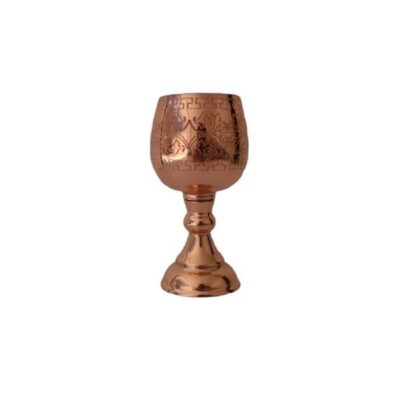 Handcrafted Persian Copper Wine Glass Stemware - Hammered Model Mahtab