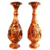 Set of Two Handcrafted Persian Engraved Copper Vases, Featuring a Traditional Pictorial Design for a Classic Look