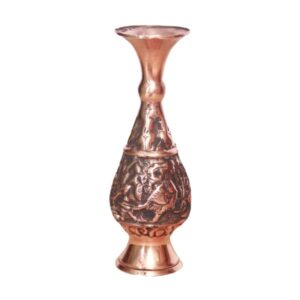 Handcrafted Persian Engraved Copper Vase, Featuring the Zanjani Model with a Traditional Pictorial Design for Artistic Decor