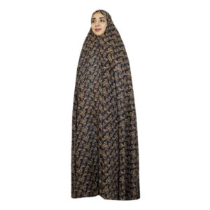 Dark Brown Patterned Namaz Outfit – Traditional Overhead Hijab