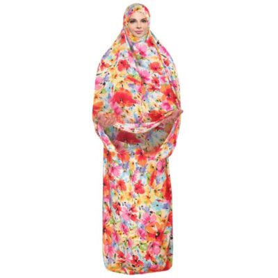 Watercolor Floral Namaz Chador for Women, Traditional Prayer Wear