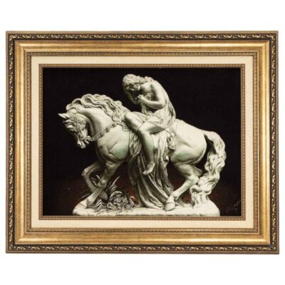 Hand-Knotted Persian Silk Pictorial Wall Hanging Rug – Embossed Lady Godiva, Tabriz