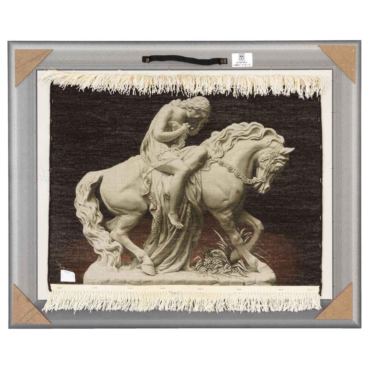 Hand-Knotted Persian Pictorial Rug from Tabriz Depicting Embossed Lady Godiva