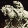 Hand-Knotted Persian Pictorial Rug from Tabriz Depicting Embossed Lady Godiva