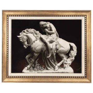 Hand-Knotted Persian Pictorial Rug from Tabriz Depicting Lady Godiva Embossed