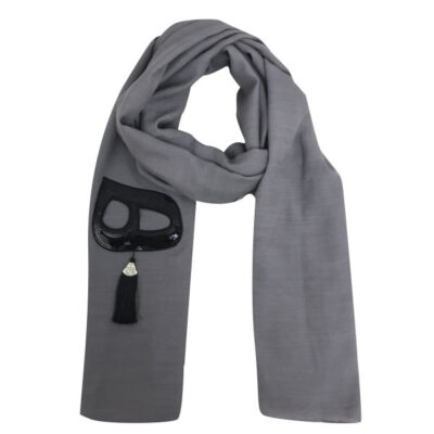 Persian Solid Gray Shawl with Hich Calligraphy