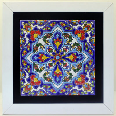 Persian Nikta Decorative Ceramic Tile – Floral Traditional Wall Decor