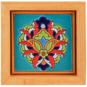 Decorative Persian Framed Ceramic Tile – Orange