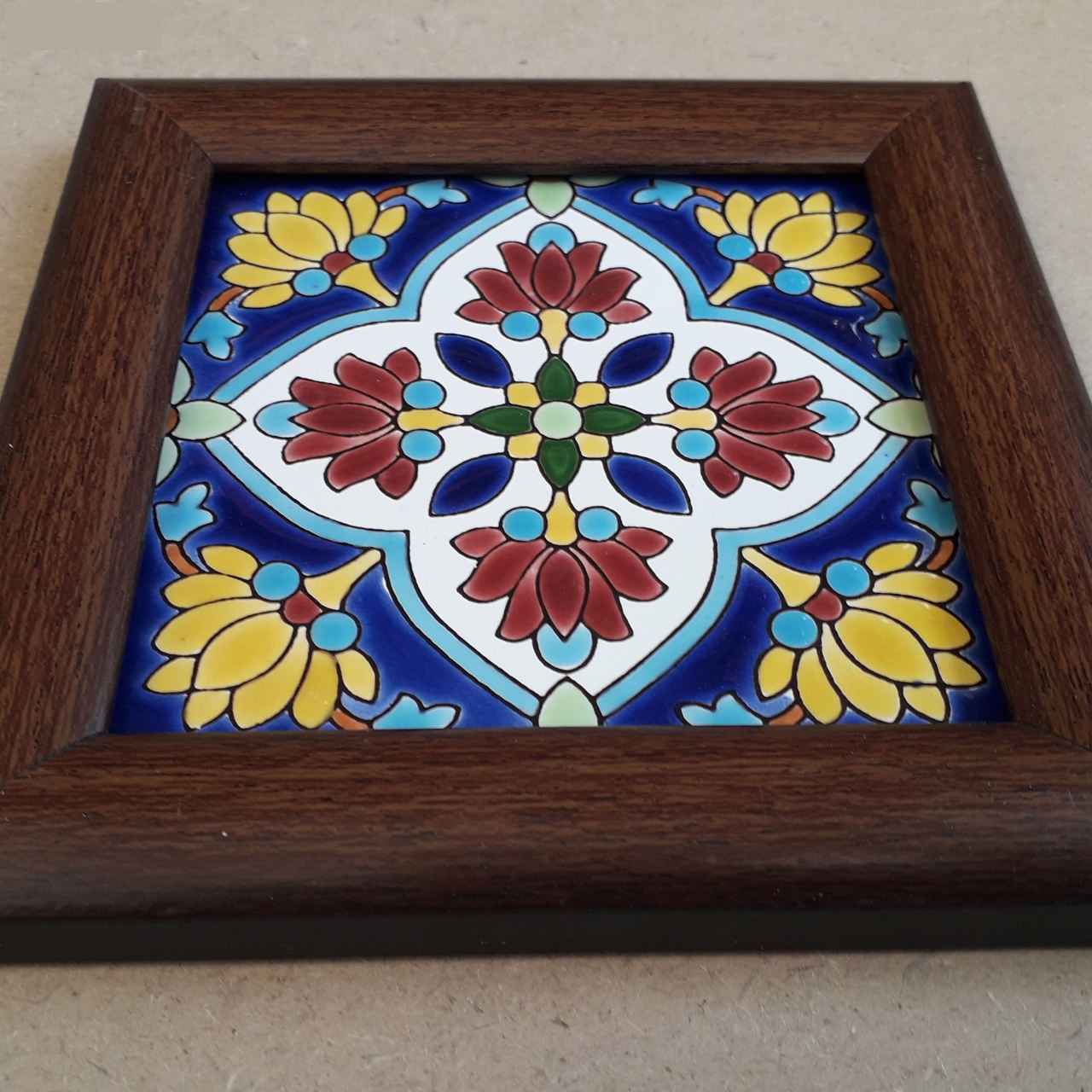 Decorative Persian Framed Ceramic Tile – Rainbow