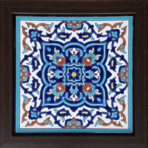 Decorative Persian Framed Ceramic Tile – White Design